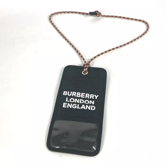 BURBERRY Neck with Strap logo Card Case Pass Case Pouch Nylon Black - Picture 2 of 9